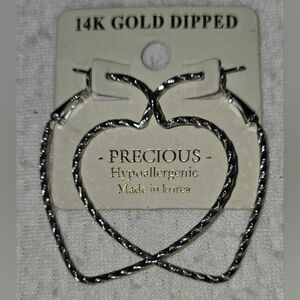 Silver Heart Hoop Earrings